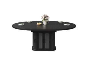 Table à manger extensible 118-158 x 118 x 76 cm, 2 à 6 personnes, rangement dissimulé, séparateurs réglables, portes coulissantes, mdf, noir