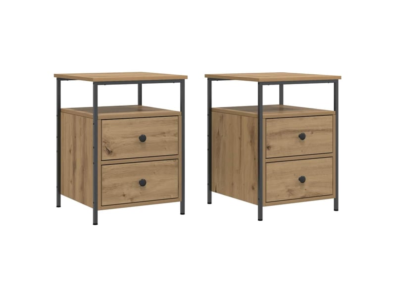  Lot de 2 tables de chevet - cabinet de chevet - table de nuit chêne artisanal bois d'ingénierie  - Conforama A