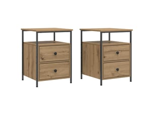 Lot de 2 tables de chevet - cabinet de chevet - table de nuit chêne artisanal bois d'ingénierie