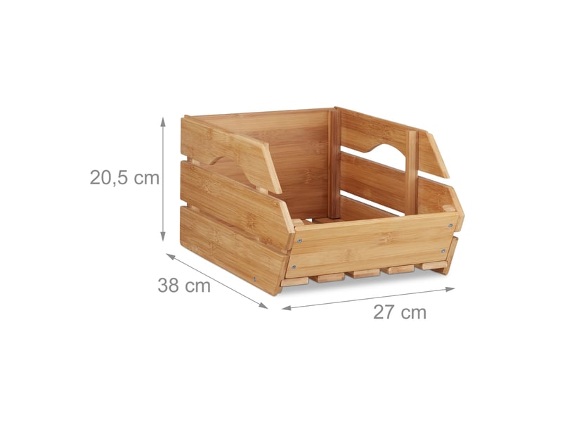 Cagette empilable universelle rangement cuisine 20 x 27,5 x 38 cm en bambou naturel 13_0003751  - Conforama B