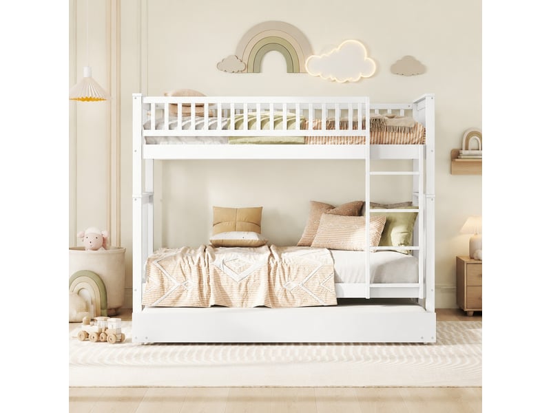  Lit superposé 90x200 avec lit gigogne blanc cravdom  - Conforama C