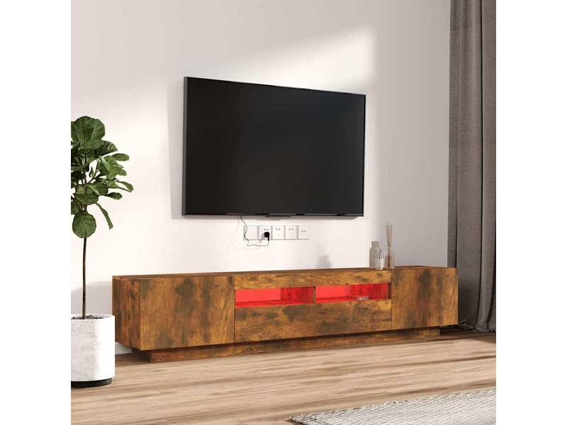  Ensemble de meubles tv avec lumières led 2 pcs chêne fumé shl34726  - Conforama C
