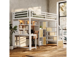 Lit mezzanine 90x200 cm <strong></strong> <strong></strong> coloris blanc