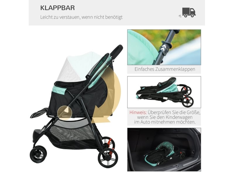 Poussette 80,5x51,5x100 cm pliable métal vert  - Conforama E