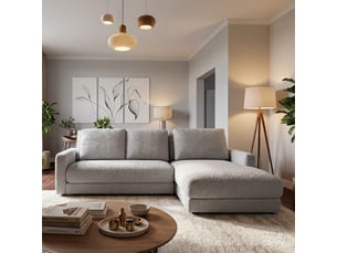 Canapé venezia laine bouclée angle d taupe 3 pl