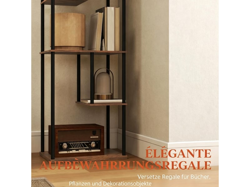  Lampadaire 40x29x171 cm réglable avec télécommande mdf métal beige noir brun rustique  - Conforama D