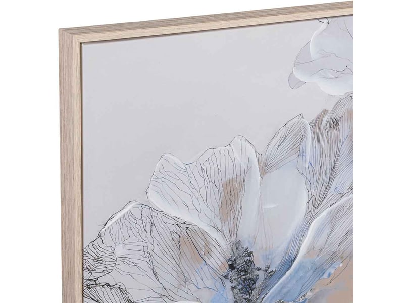  Tableau peint à la main avec cadre en bois blanc cassé 103x4x103h cm  - Conforama E