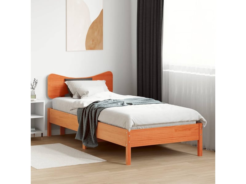  Lit simple- lit adulte -  cadre de lit sans matelas  marron 90x200 cm bois pin massif  - Conforama B