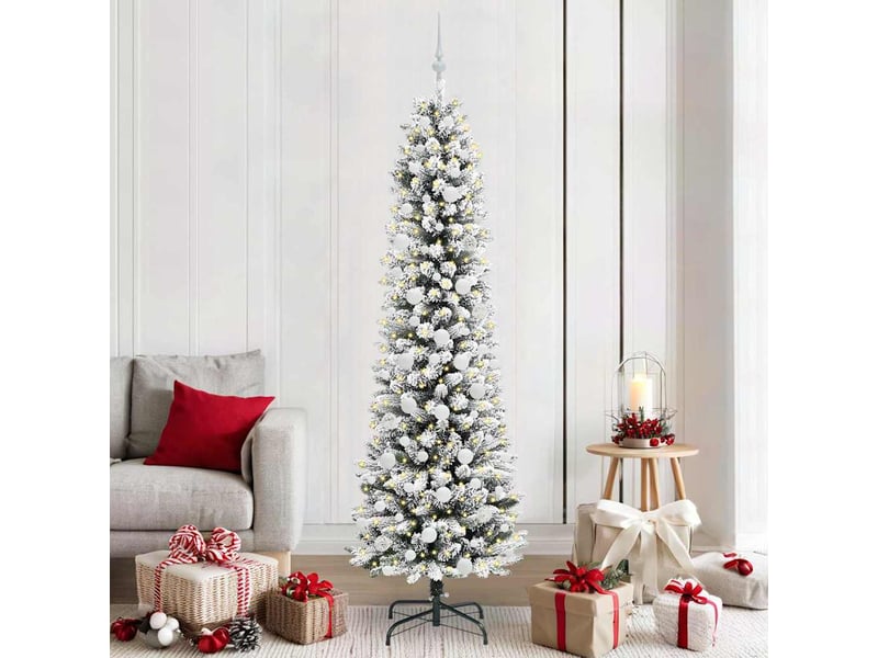  Sapin de noël - arbre de noël artificiel blanc 210 cm pvc, métal et plastique  - Conforama B