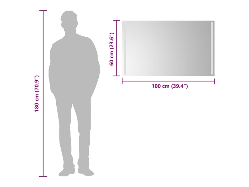  Miroir de salle de bain, miroir de toilette led avec miroir transparent 100 x 60 cm cf62558  - Conforama E