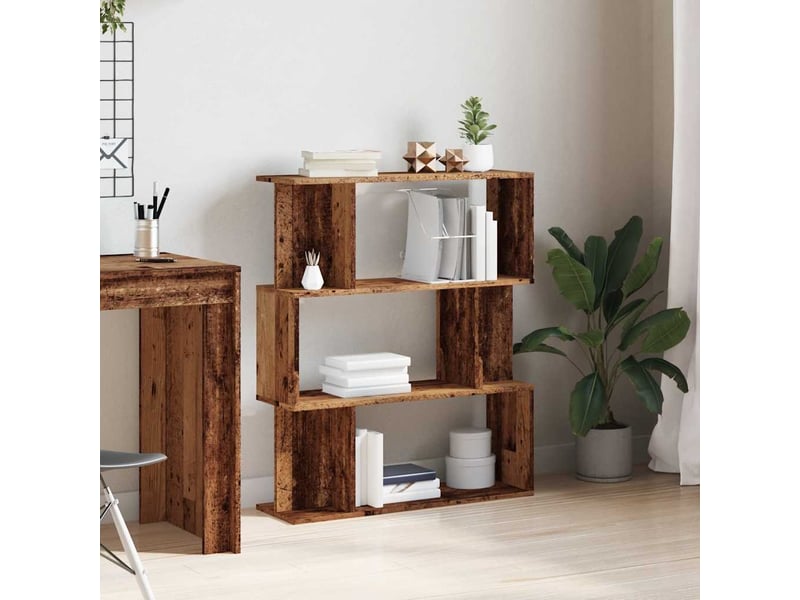  Bibliothèque, meuble de rangement salon vieux bois 80x24x96 cm bois d'ingénierie  - Conforama C