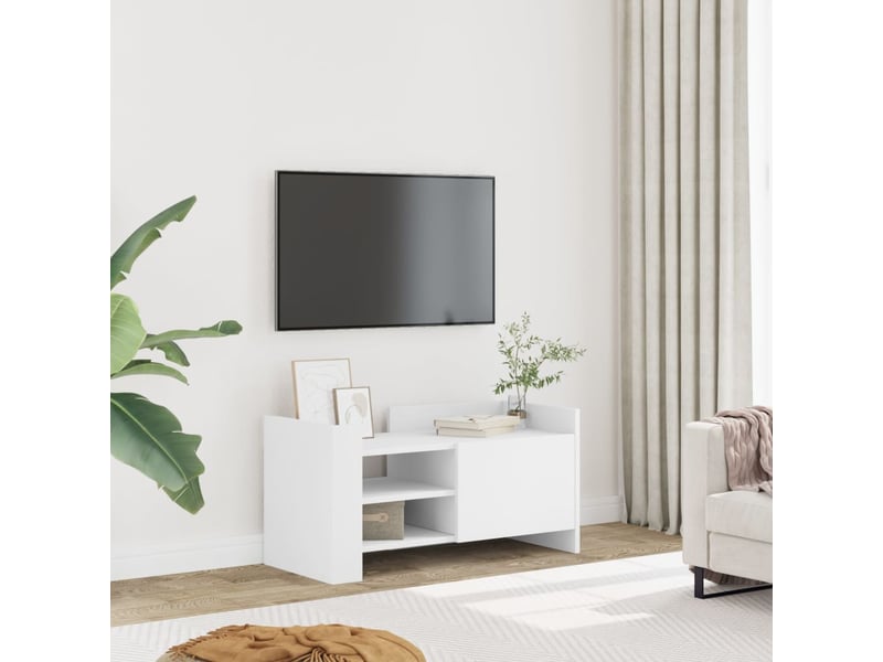  Meuble tv - banc tv - meuble de rangement blanc 80x35x40 cm bois d’ingénierie  - Conforama B
