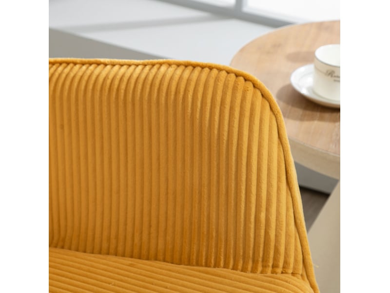  Fauteuil à bascule 71 x 98 x 101 cm jaune, revêtement côtelé, structure acier et base en bois de hêtre  - Conforama E