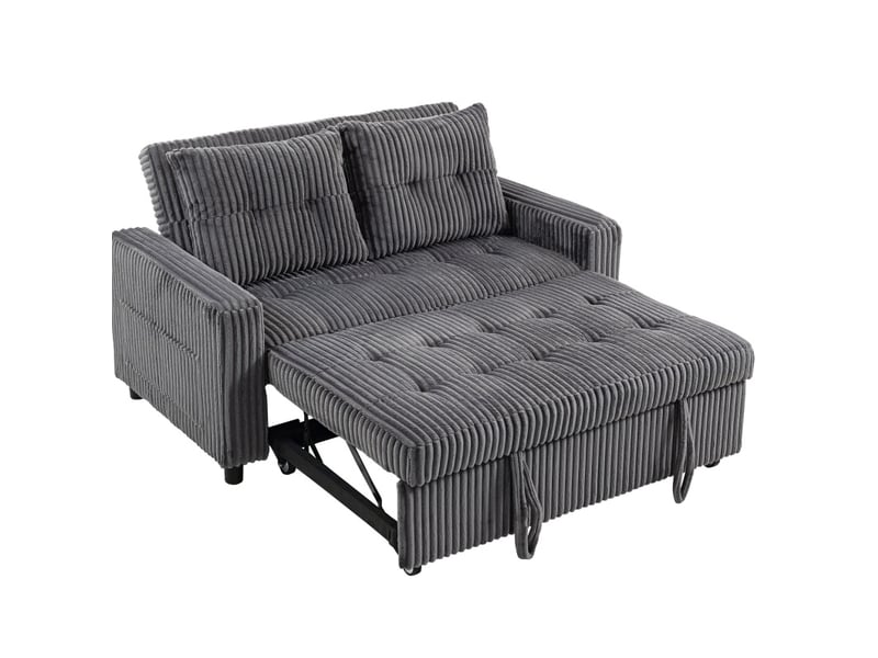  Canapé-lit 2 places 3-en-1 en velours côtelé gris foncé, 157 x 90 x 91 cm  - Conforama A