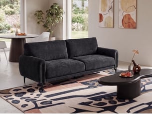 Canapé droit fixe <strong></strong> <strong></strong> 3 places Tissu noir avec coffre de rangement