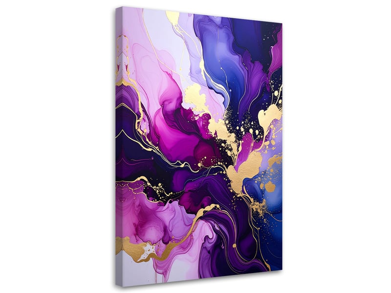 Image sur toile, abstraction violette aux formes fluides et aux veines dorées 80x120 1328137980 - Conforama A