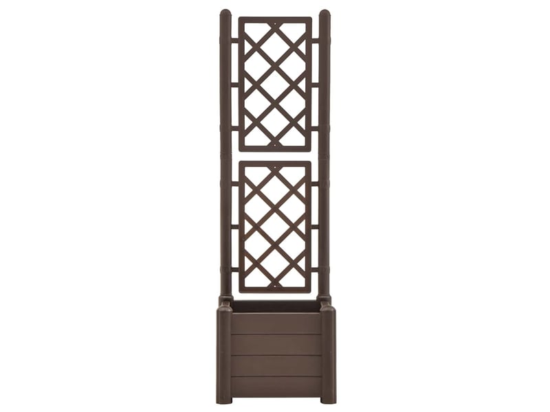  Jardinière - bac à fleurs avec treillis 43x43x142 cm pp moka  - Conforama D
