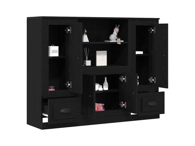 Buffet - highboard chêne noir 132 x 35,5 x 103,5 cm bois d'ingénierie - Conforama C