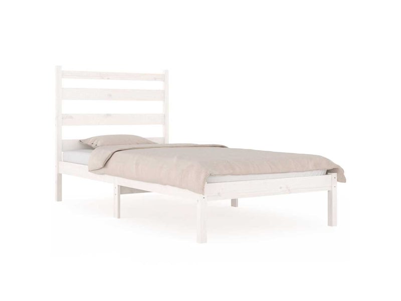  Lit simple- lit adulte -  cadre de lit sans matelas blanc bois massif 100x200 cm  - Conforama A