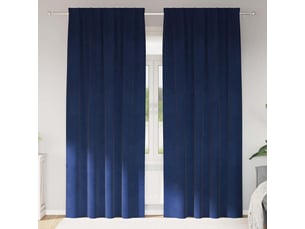 Lot de 2 rideaux, rideaux de fenêtre bleu foncé 140 x 245 cm velours cf43994