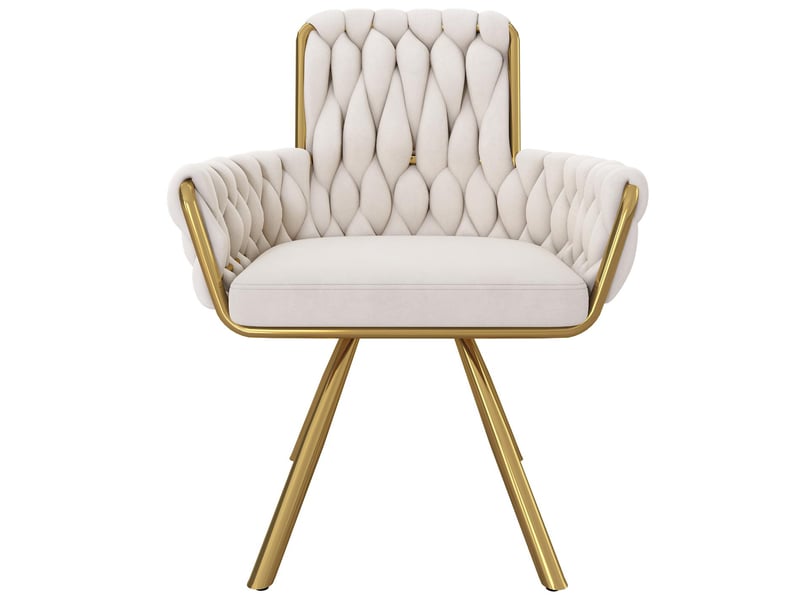  Lot de 4 chaises de salle à manger pivotantes à 360° en velours beige N634P198455B-4 - Conforama A