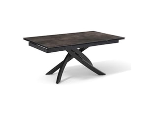 Table extensible 160 à 240 cm céramique gris vieilli pied entrecroisé - maine 11