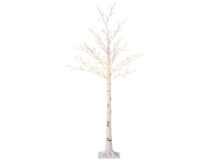 Cerisier artificiel lumineux 120 led, blanc chaud, 3 niveaux, écorce réaliste, 21 x 21 x 150 cm