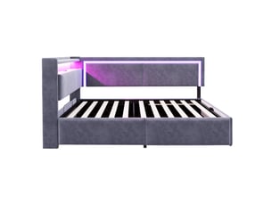 Lit coffre 90x200 cm ZOVIRA   coloris gris