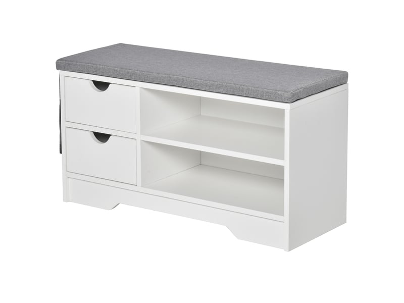  Étagère à chaussures gain de place, banc à chaussures en bois, meuble à chaussures d'entrée, blanc, 80,5 x 30,5 x 43,5 cm  - Conforama B