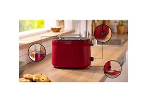 Grille pain 2 fente(s)  BOSCH TAT2M124 - Rouge