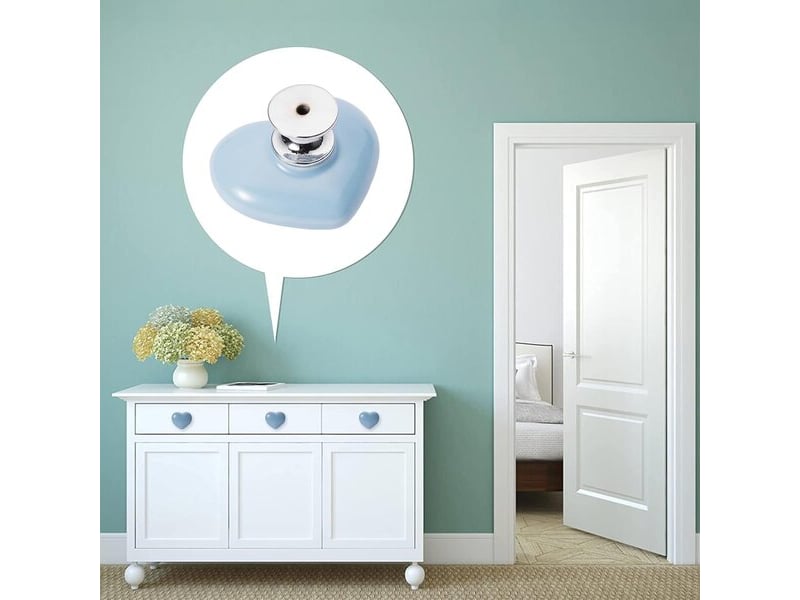  Lot de 4 boutons en céramique bleue en forme de cœur, poignées pour meubles de cuisine, meubles d'enfants et tiroirs 50x43x38 mm  - Conforama A