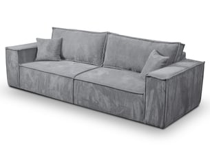 Canapé droit convertible 4 places Tissu gris avec coffre de rangement
