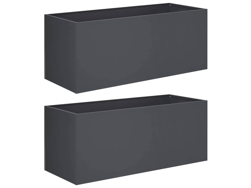  Jardinière - cache-pot de jardin 2 pcs anthracite 100 x 40 x 40 cm  - Conforama A