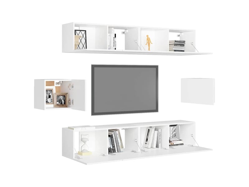  Ensemble de meubles tv - banc tv - meuble de rangement 6 pcs blanc bois d'ingénierie  - Conforama C
