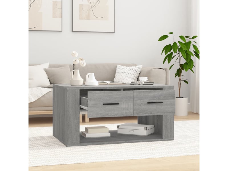  Table basse, table d'appoint, table de salon sonoma gris 80x50x40 cm bois d'ingénierie  - Conforama C