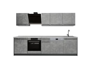 Vicco cuisine, bétonanthracite, 280cm plan de travail marbre