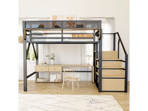 Lit mezzanine 140x200 cm <strong></strong>  <strong></strong> coloris noir