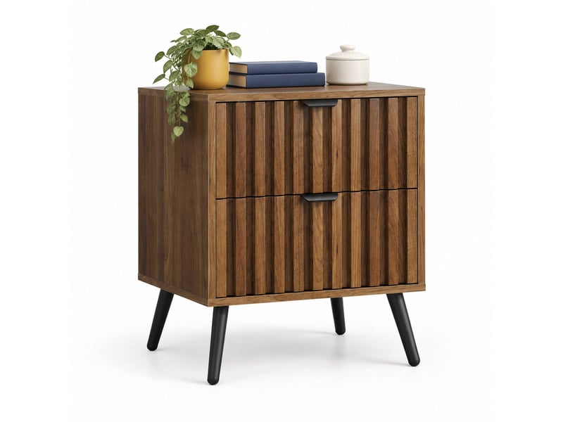  Table de chevet,45x40x53 cm,2 tiroirs,mdf,finition noyer  - Conforama A