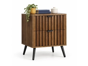 Table de chevet,45x40x53 cm,2 tiroirs,mdf,finition noyer