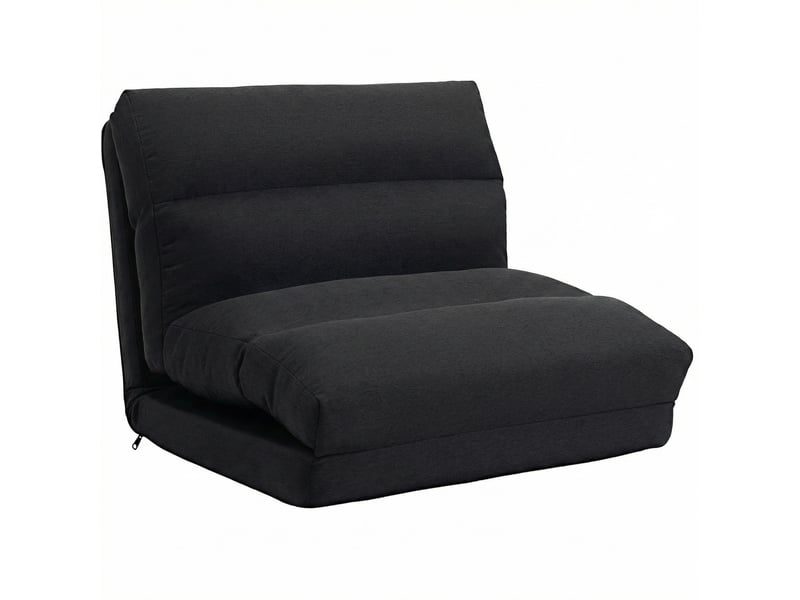  Fauteuil de sol réglable 70 x 72 x 56 cm convertible en lit d'appoint noir  - Conforama A