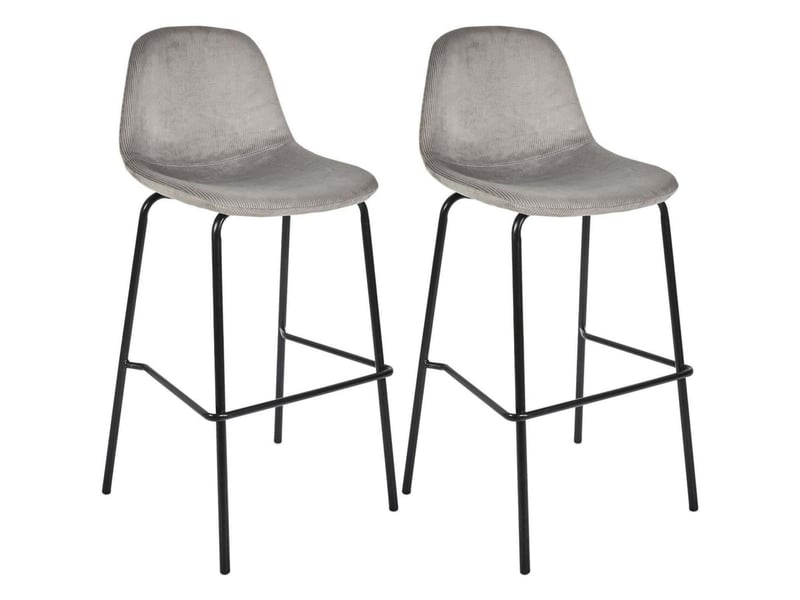  Chaise de bar en velours côtelé giulia gris (lot de 2)  - Conforama A