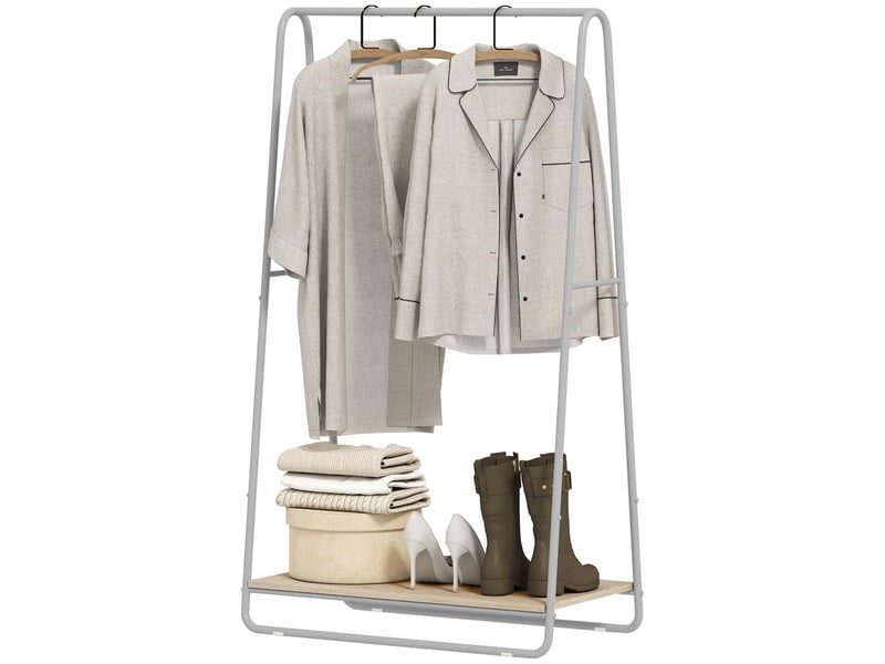  Portant à vêtements avec porte-chaussures et tringles métal gris 80 x 44 x 140 cm  - Conforama B