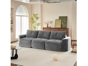 Canapé modulable 3 places 279x100x84 cm en velours côtelé gris anthracite
