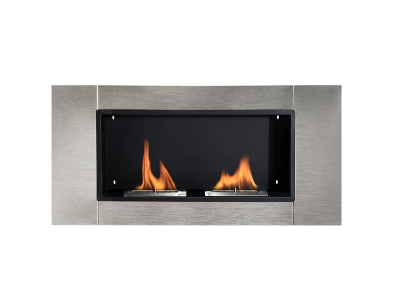  Cheminée bioéthanol murale encastrable brûleur 2*0,9 l, environ 3 h de durée de combustion 110l x 14,5l x 54h cm couverture 25-30 m² acier inox  - Conforama A
