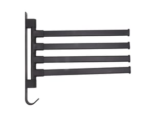 Barre de serviette pivotante noire, mur sans punch, 4 bras, rack suspendu coin salle de