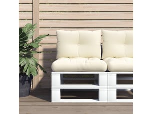 Lot de 2 coussins de palette, coussins de canapé crème tissu cf59521