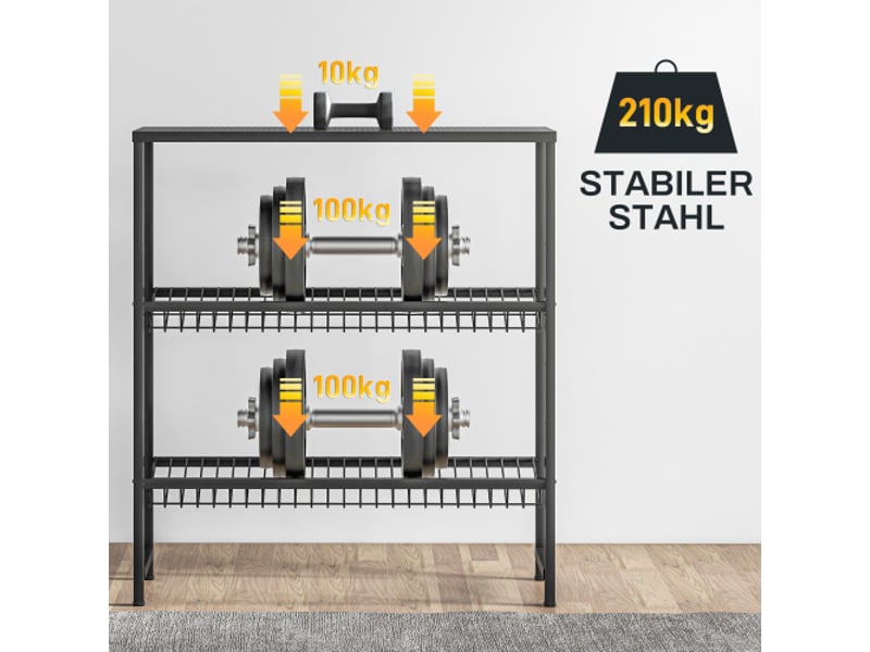  Étagère pour caisses de boissons, 6 caisses, 3 niveaux, acier noir, 103x33x113,5 cm  - Conforama E