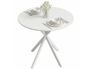 Table à manger ronde 2 personnes en panneau de particules et acier blanc ø 80 cm