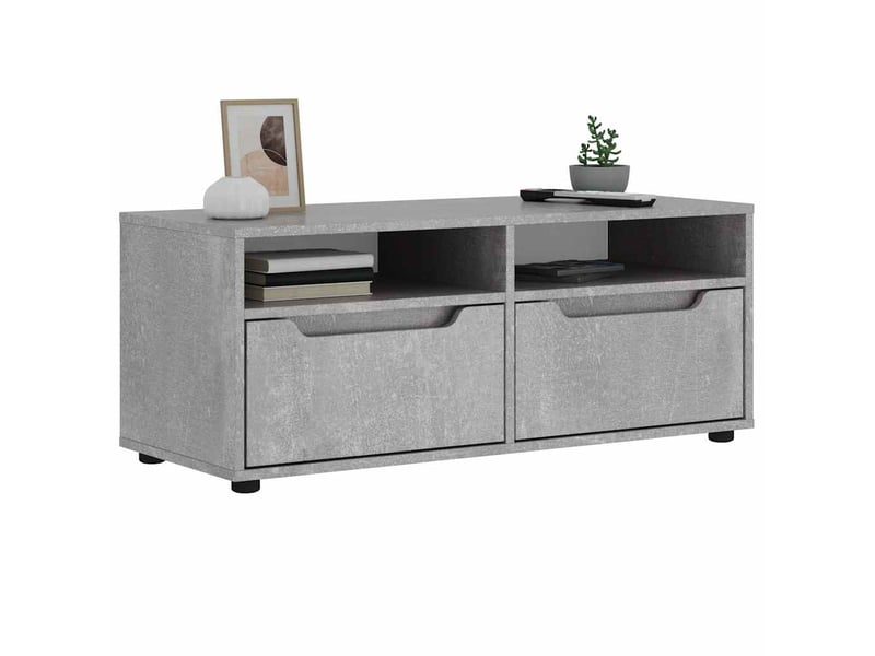  Meuble tv - banc tv - meuble de rangement visnes gris béton 100x40x38 cm bois d'ingénierie  - Conforama B