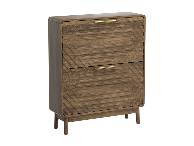  Meuble à chaussures en mdf bois foncé, 2 portes abattantes, 80 cm de large, rangement pour l'entrée  - Conforama A